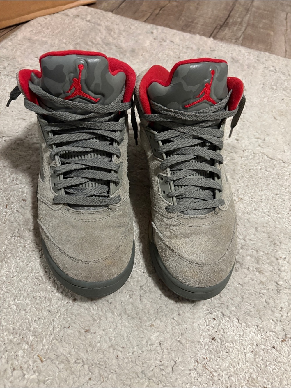 Nike Gray and Red High-Top Sneakers
